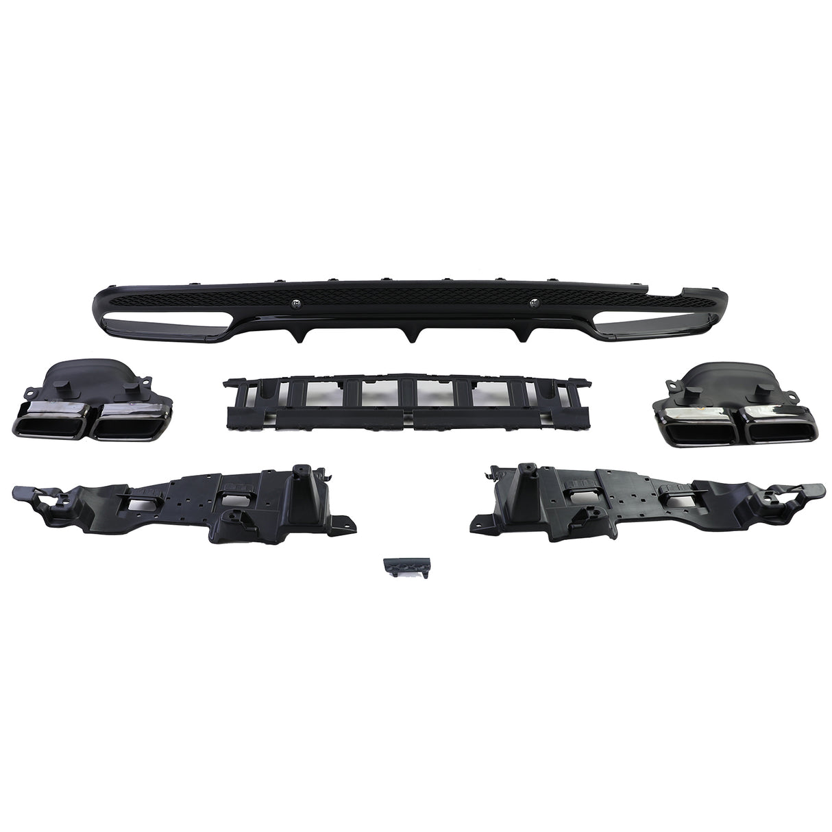 Diffuseur et sorties d'échappement pare-choc arrière look 63 AMG pour Mercedes Classe C Berline W205 (2014 à 2021)