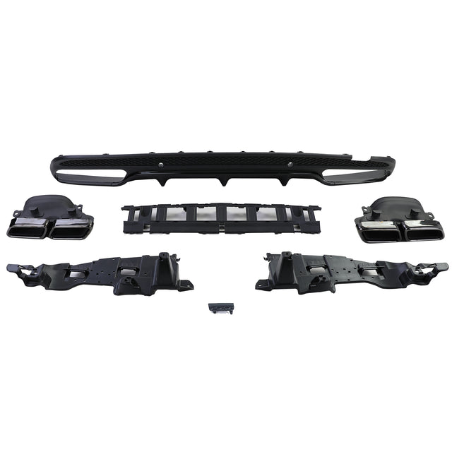 Diffuseur et sorties d'échappement pare-choc arrière look 63 AMG pour Mercedes Classe C Berline W205 (2014 à 2021)
