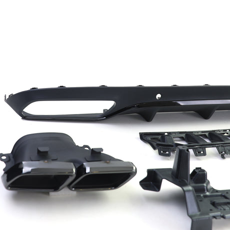 Diffuseur et sorties d'échappement pare-choc arrière look 63 AMG pour Mercedes Classe C Coupé W205 (2014 à 2021)