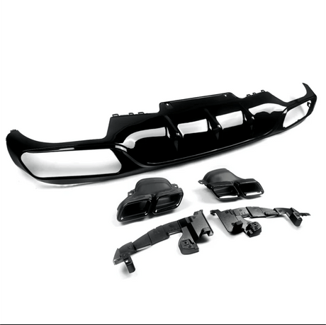 Diffuseur et sorties d'échappement pare-choc arrière look 63 AMG pour Mercedes Classe E W213 (2016 à 2020)