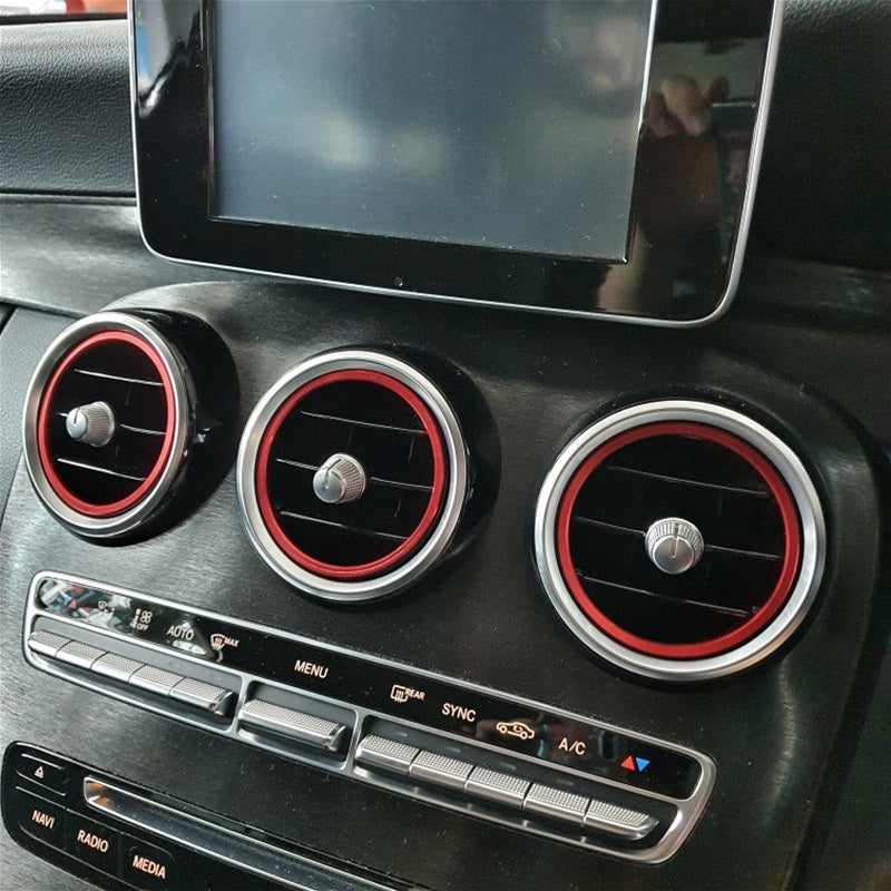 Entourages Grilles de Climatisation Rouge Bleu pour Mercedes Classe C W205 - 2014 à 2021