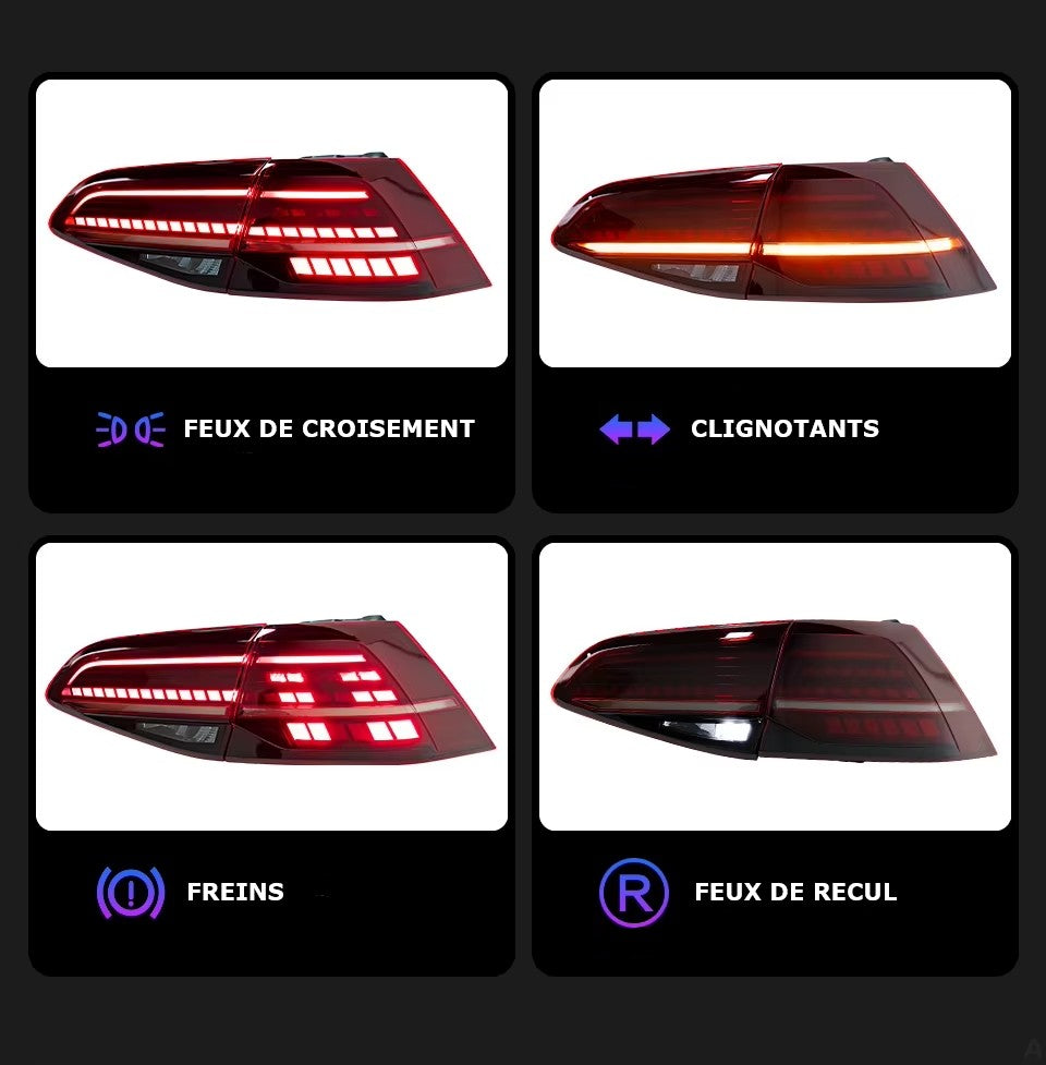 Feux arrières LED pour VW Golf 7 (2012 à 2020)