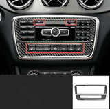 Console centrale supérieure / 7 boutons Piano Black Garniture console centrale carbone pour Mercedes Classe A W176 - 2012 à 2018