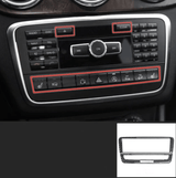 Console centrale supérieure / 9 boutons Piano Black Garniture console centrale carbone pour Mercedes Classe A W176 - 2012 à 2018