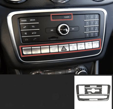 Console centrale supérieure / 9 boutons simples Garniture console centrale carbone pour Mercedes Classe A W176 - 2012 à 2018