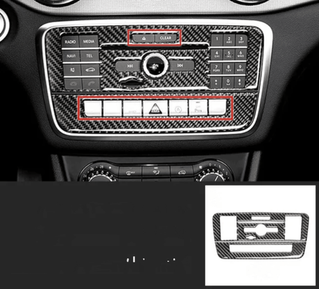 Console centrale supérieure / 7 boutons simples Garniture console centrale carbone pour Mercedes Classe A W176 - 2012 à 2018