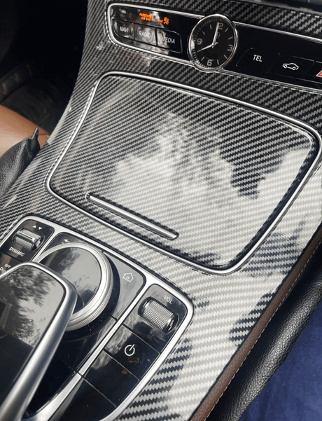 Garniture console centrale carbone replica pour Mercedes Classe E W213 - 2016 à 2018