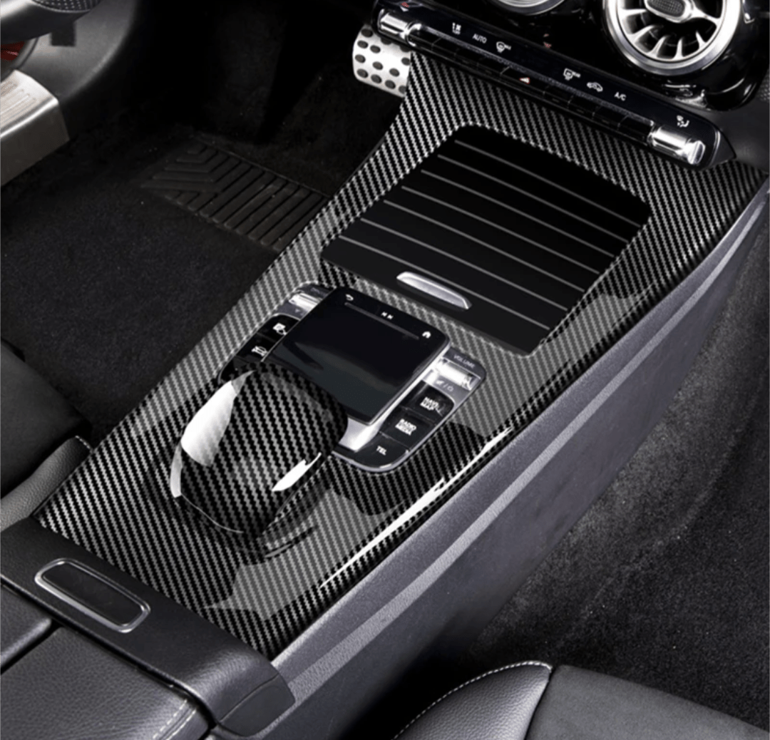 Garniture intérieure de console centrale carbone pour Mercedes Classe A W177 CLA C118 (2018 à 2023)