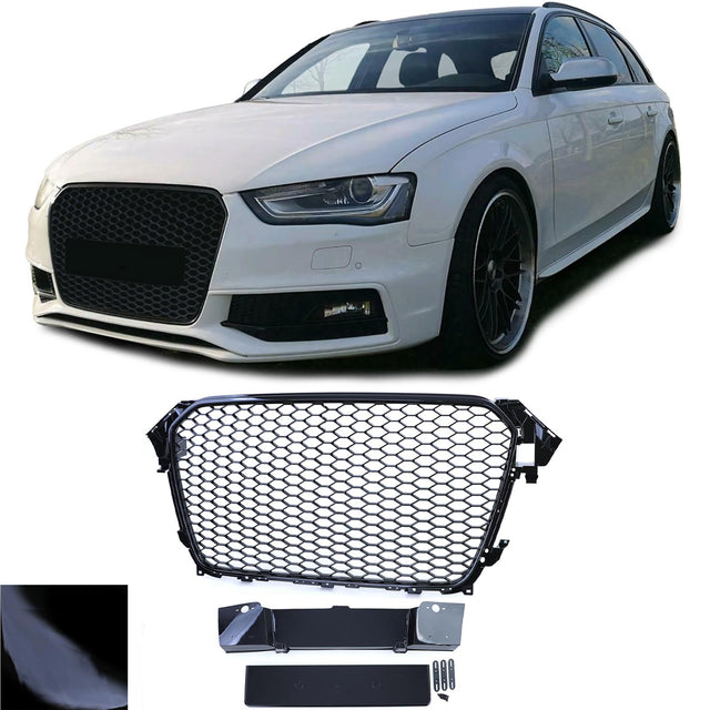 Grille de calandre noire nid d'abeille type RS4 pour Audi A4 B8 (2007 - 2015)