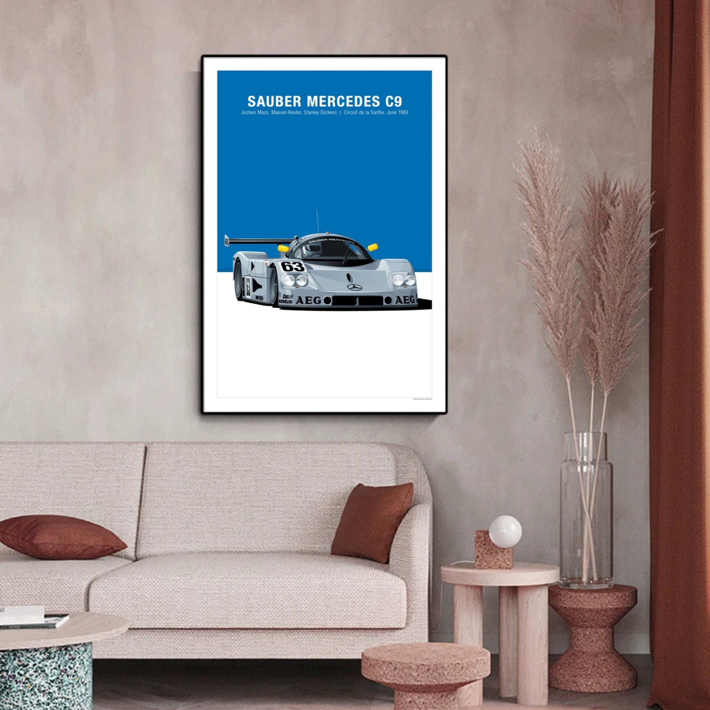Affiche voiture Mercedes Sauber C9 Poster en toile Endurance 24h du Mans Classic