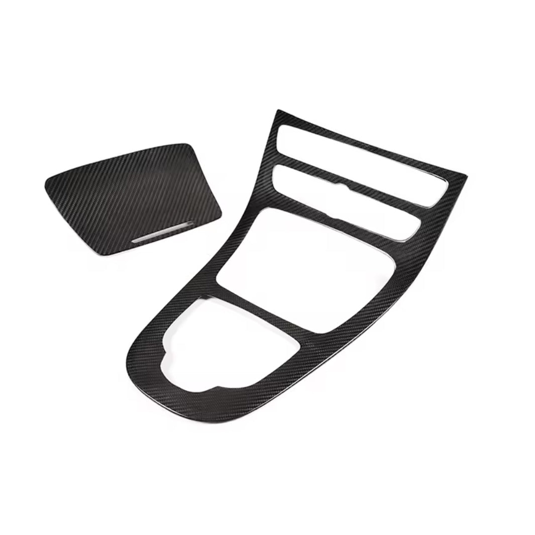Carbon fiber replica center console trim for Mercedes E-Class W213 (2015 - 2023)