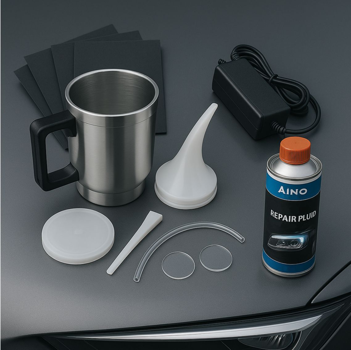 Yanxinanty Kit Rénovation Phares Voiture 200 Ml – Polissage Anti-Jaunissement & Rayures – Avec Tasse Atomisation Chauffante