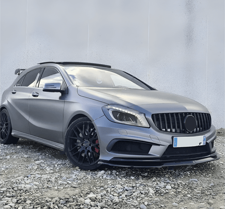 Noire brillante Lame avant splitter pare-choc pour Mercedes Classe A W176 (2012 à 2018)