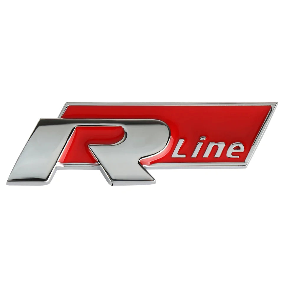 Logo R Line de calandre pour VW Polo Passat Golf Tiguan T-Roc Touareg R - Noir ou Rouge