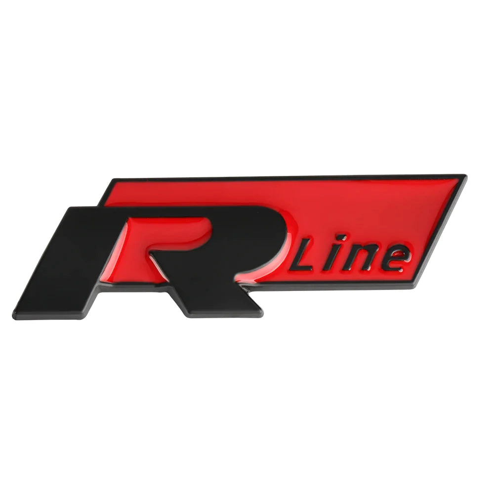 Logo R Line de calandre pour VW Polo Passat Golf Tiguan T-Roc Touareg R - Noir ou Rouge