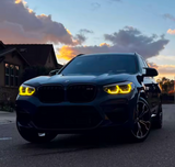 Modules LED DRL Angel Eyes Jaunes look CSL pour BMW X4 G02 (2018 à 2024)