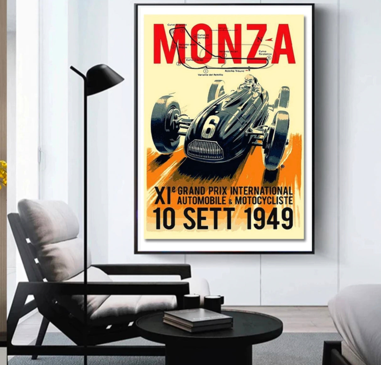 Poster de voiture F1 vintage Grand Prix de Monza