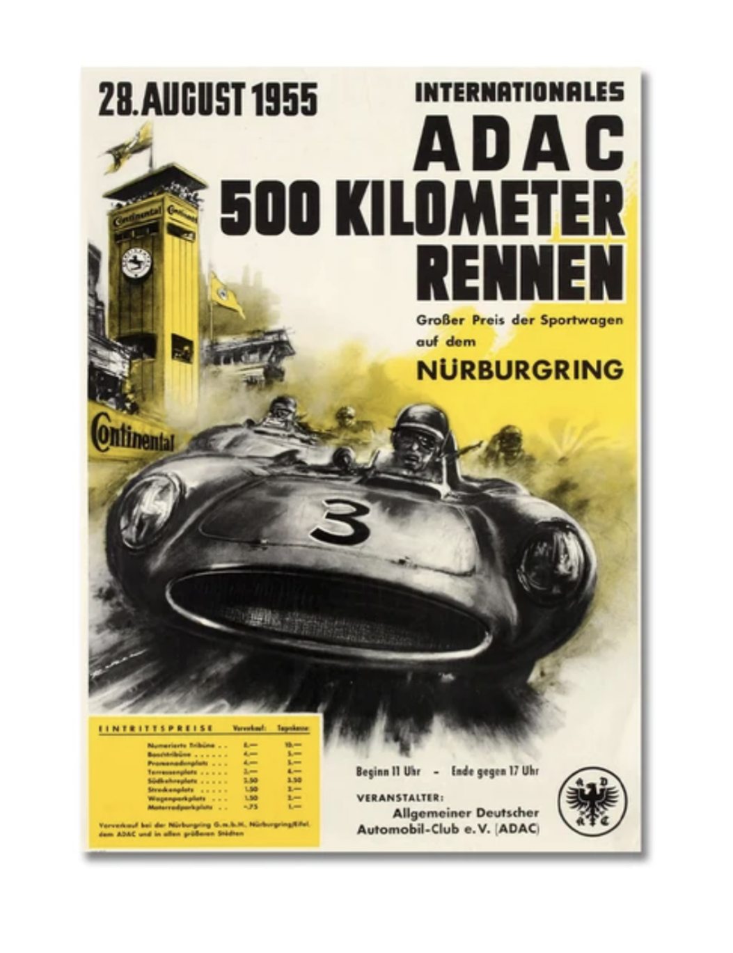 Poster de voiture F1 vintage Grand Prix du Nürburgring 1955