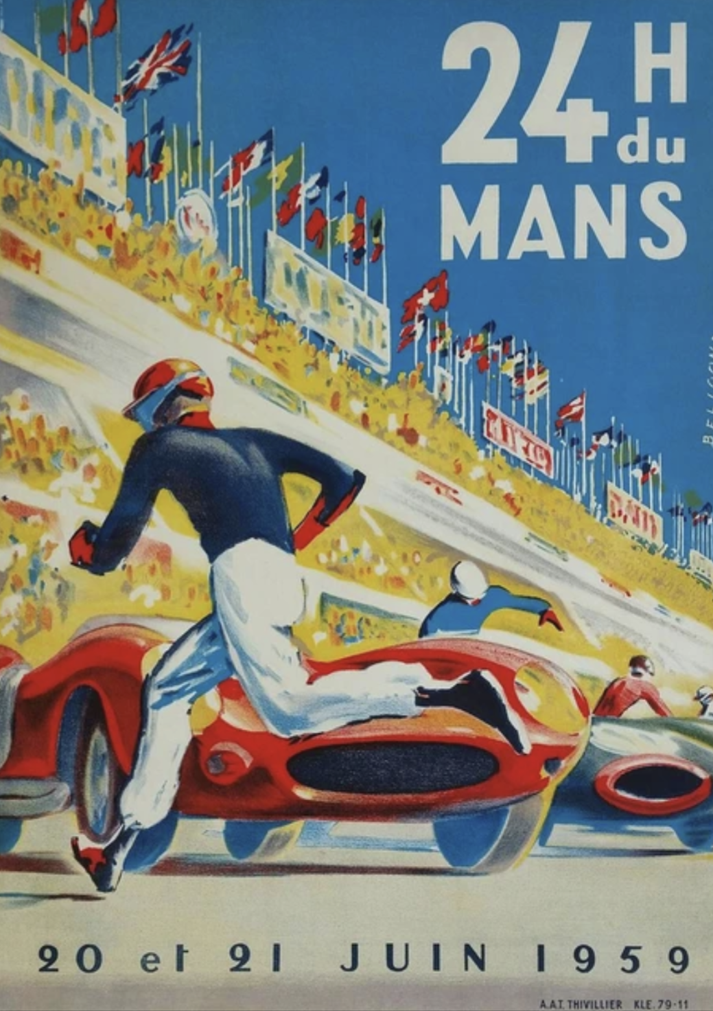Poster de voiture de course vintage 24h du Mans 1959