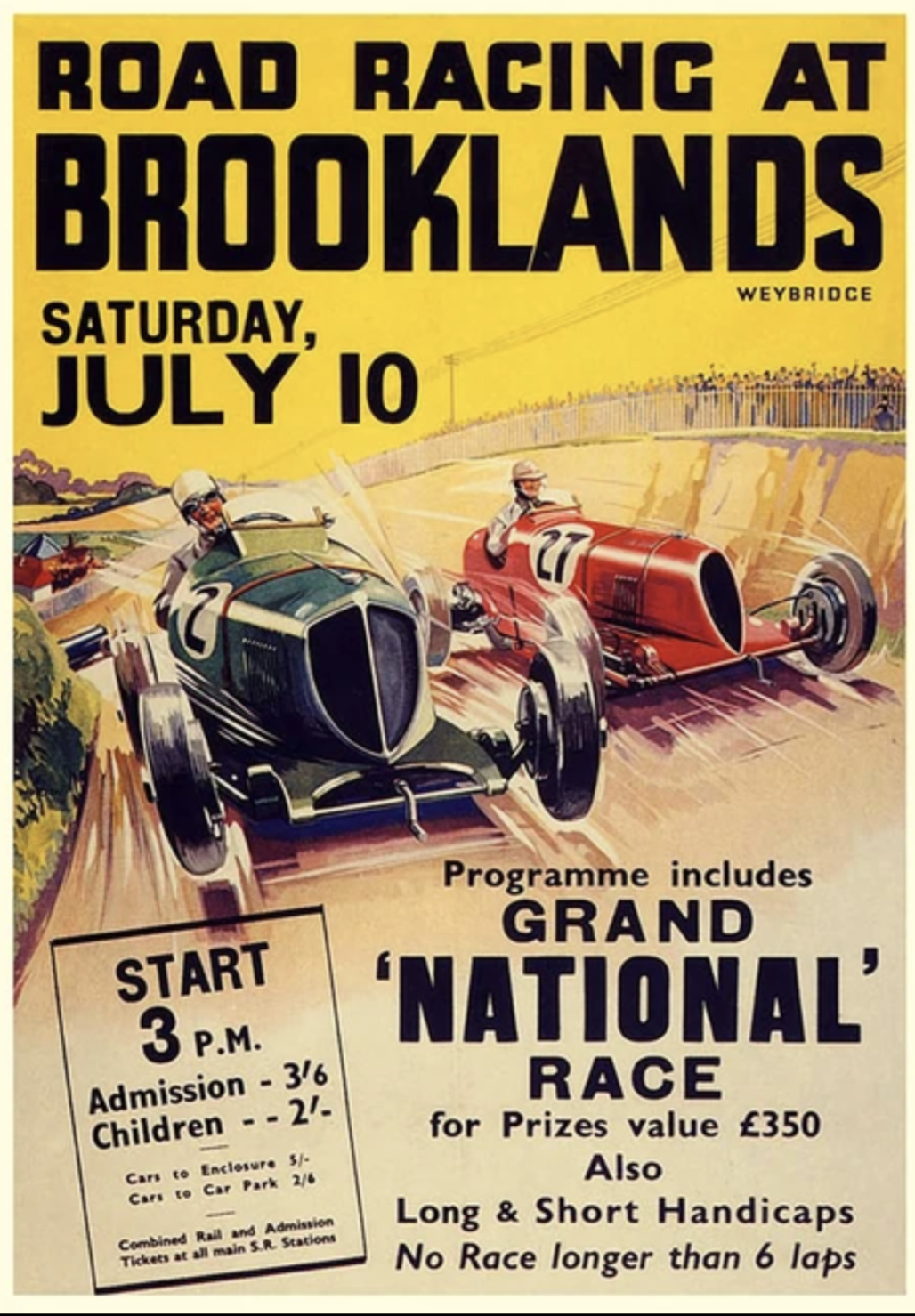 Poster de voiture de course vintage circuit de Brooksland