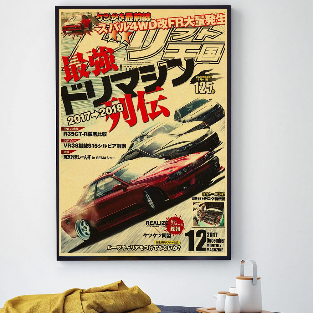 Poster de voiture retro Affiche vintage JDM Drift