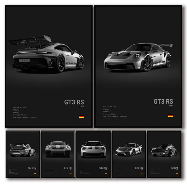Poster voiture en toile collection Porsche 911