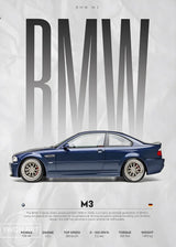 Poster de voiture Affiche murale BMW M3 E46 CSL