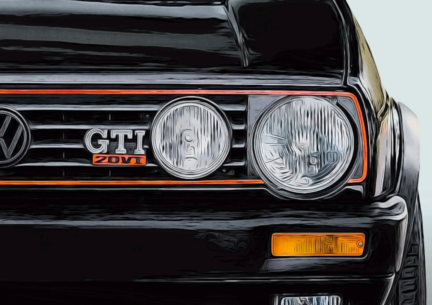 Affiche voiture VW GOLF 2 GTI  Poster en toile Youngtimer