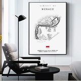 Affiches murales circuits de course automobile sur fond blanc