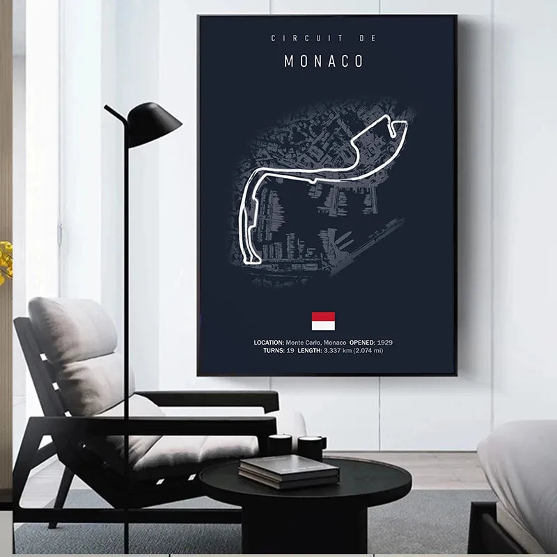Poster voiture circuit automobile de Monaco