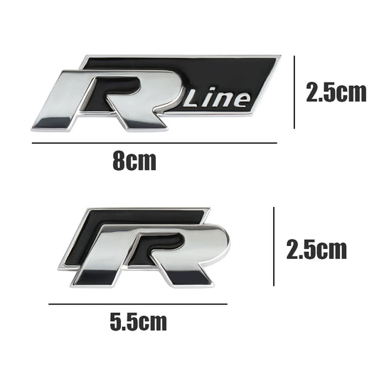 Logo R Line de calandre pour VW Polo Passat Golf Tiguan T-Roc Touareg R - Noir ou Rouge