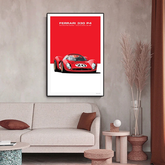 Affiche voiture Ferrari 330 P4 Poster en toile Endurance 24h du Mans Classic