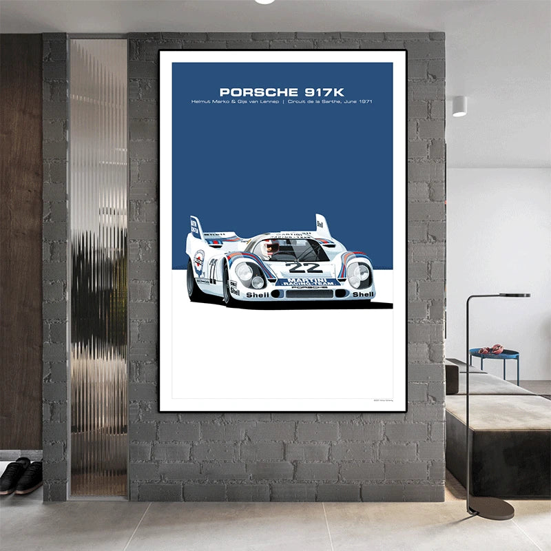Affiche voiture Porsche 917 908 935 956 Poster en toile Endurance 24h du Mans Classic