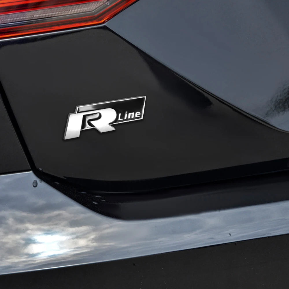 Logo R line badge de coffre pour VW Polo Passat Golf Tiguan T-Roc Touareg R-Line - Noir ou Rouge