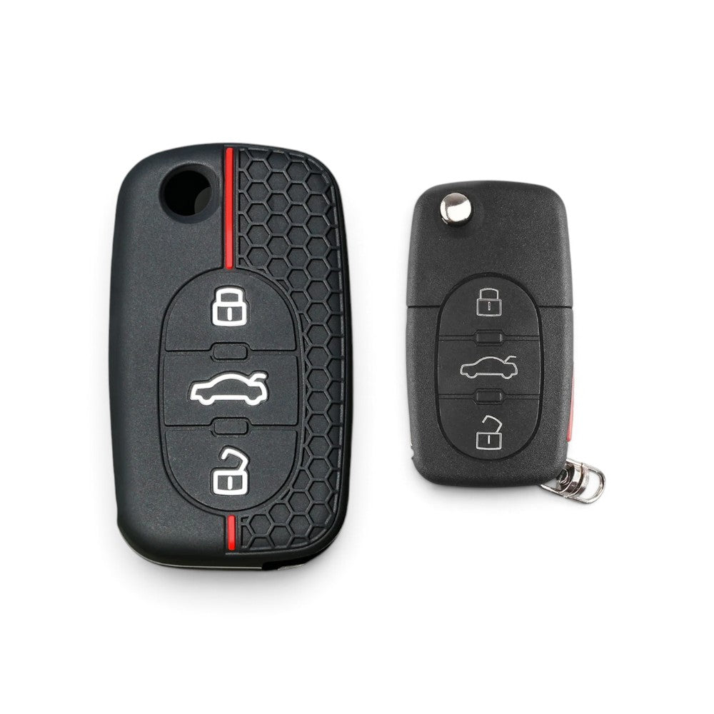 Coque de clé Audi en silicone avec porte-clés
