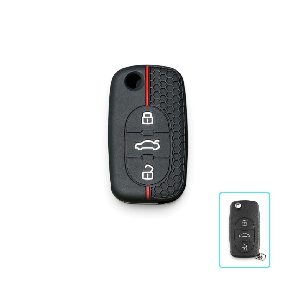 Coque de clé Audi en silicone avec porte-clés