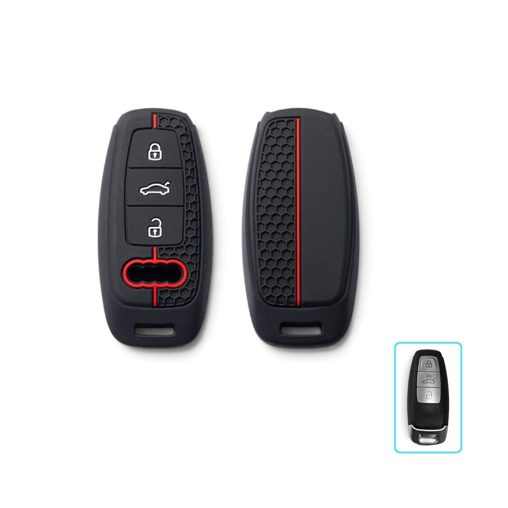 Coque de clé Audi en silicone avec porte-clés