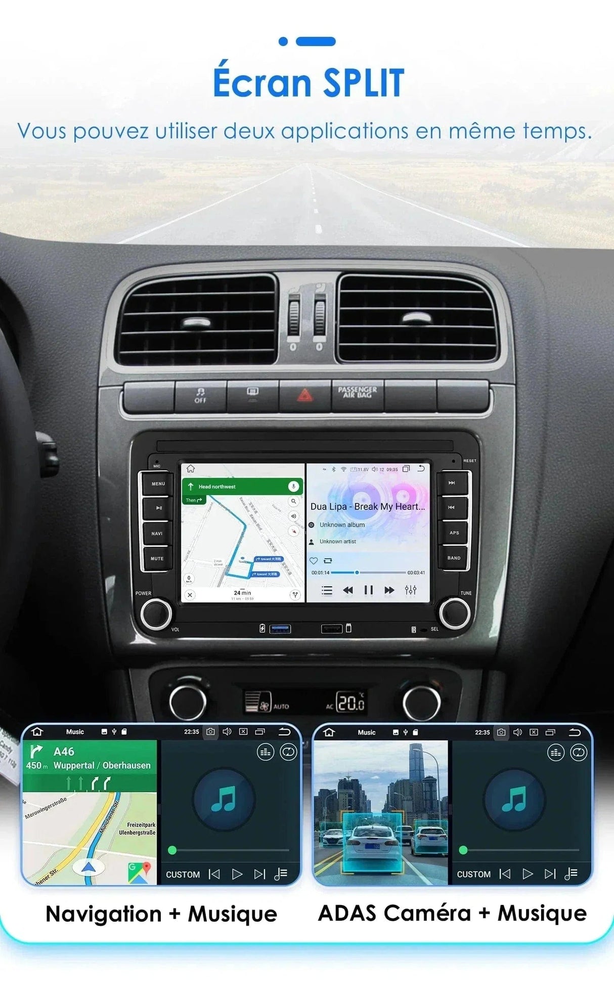 Autoradio connecté Android Auto et Apple CarPlay pour Volkswagen VW Scirocco (2008 à 2013)