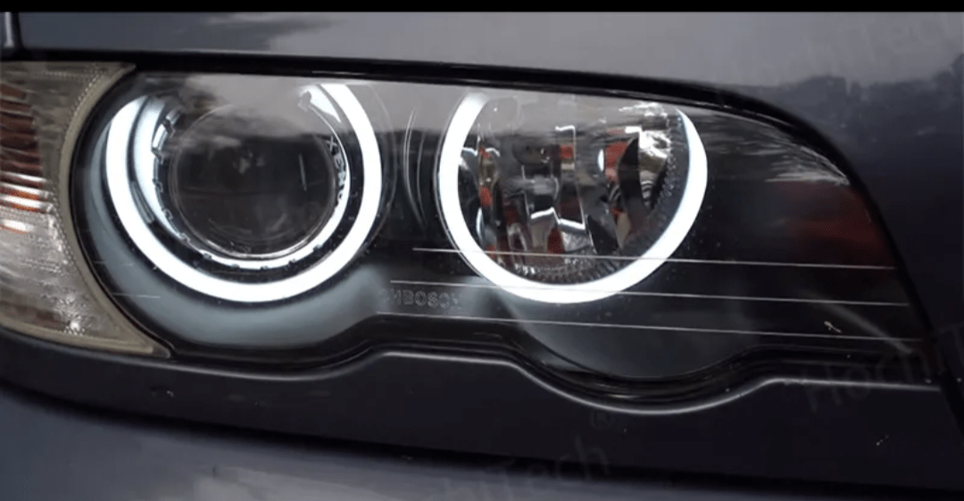 Blanc 6000K / Phase 1 Berline, break et coupé / Phares halogènes Phares Angel Eyes Anneaux LED pour BMW Série 3 E46