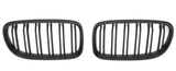 Après restylage (2009 à 2012) / Double lames / Noir mat Grilles de calandre noires BMW Série 3 E90 type M Performance (2005-2012) BMW Série 3 E90 - Grilles de calandre noire type M Performance (2005 - 2012)