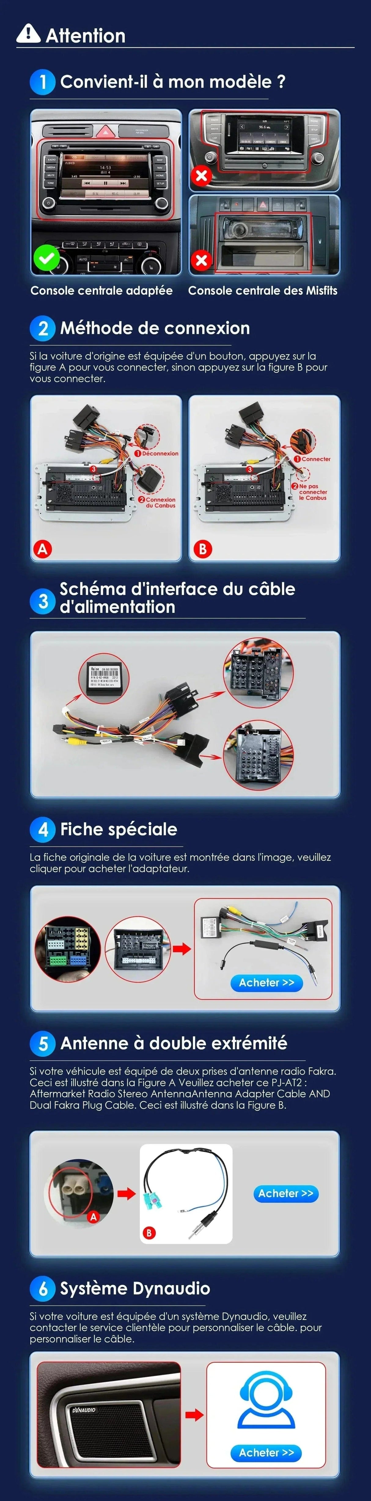 Copie de Autoradio connecté Android Auto et Apple CarPlay pour Volkswagen VW Tiguan (2007 à 2013)