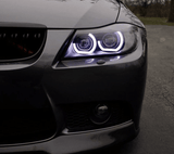 Demi-cercle type DTM / Halogène / Avant restylage (2005 à 2008) Phares Angel Eyes DTM Anneaux LED pour BMW Série 3 Berline E90 (2005 à 2012)