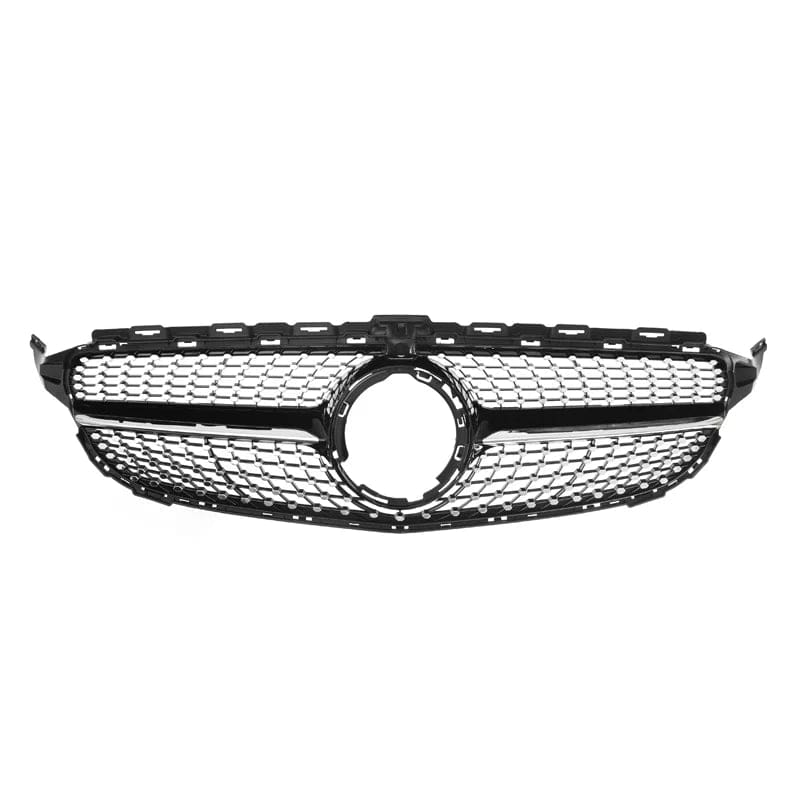 glossly black / CHINA MagicKit For Mercedes Benz C-Class W205 Diamond Grill Front Bumper Gloss Black Radiator Grille 2019 2020 2021