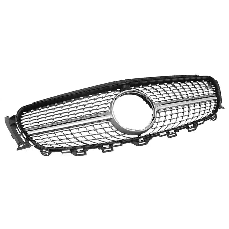 MagicKit Silver Chrome Diamond Bumper Grille For Mercedes Benz W213 E200 E300 E400 2016-2019 Middle Grill Part WIithout Logo