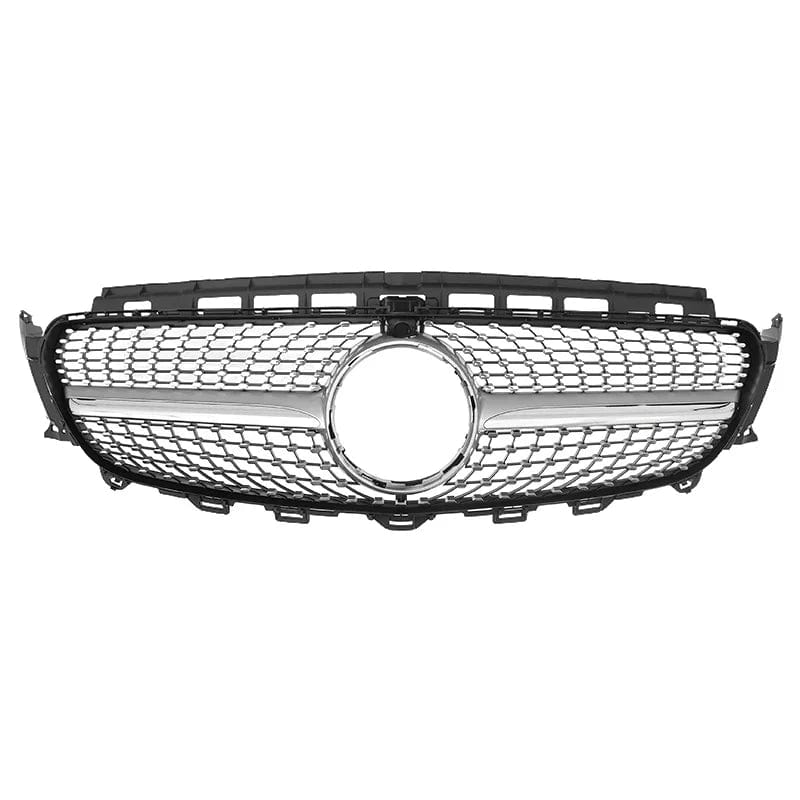 MagicKit Silver Chrome Diamond Bumper Grille For Mercedes Benz W213 E200 E300 E400 2016-2019 Middle Grill Part WIithout Logo