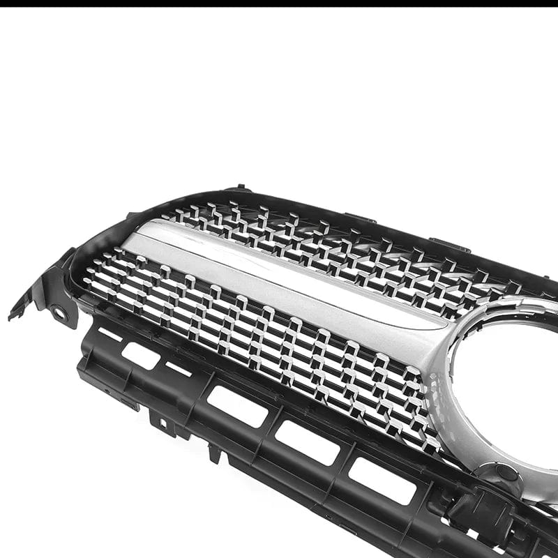 MagicKit Silver Chrome Diamond Bumper Grille For Mercedes Benz W213 E200 E300 E400 2016-2019 Middle Grill Part WIithout Logo