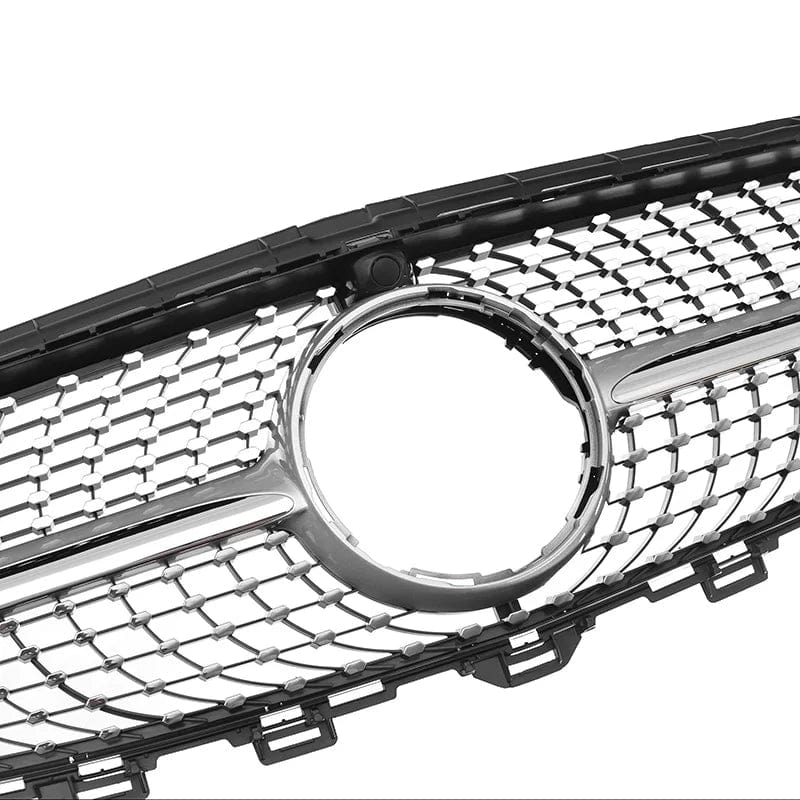 MagicKit Silver Chrome Diamond Bumper Grille For Mercedes Benz W213 E200 E300 E400 2016-2019 Middle Grill Part WIithout Logo