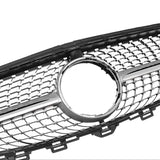 MagicKit Silver Chrome Diamond Bumper Grille For Mercedes Benz W213 E200 E300 E400 2016-2019 Middle Grill Part WIithout Logo