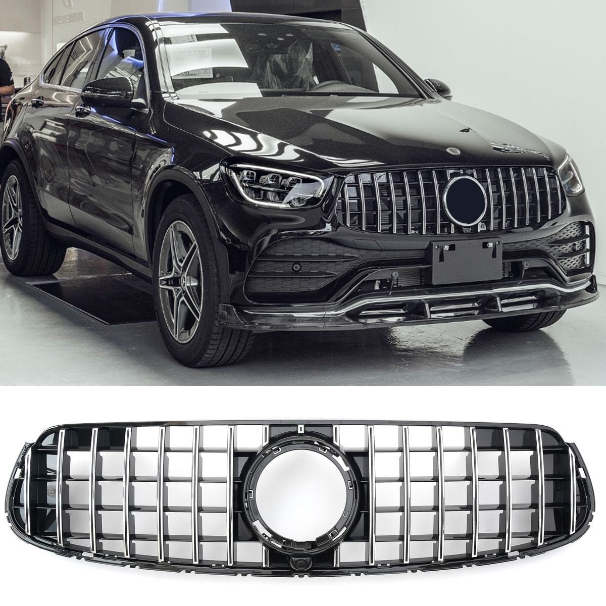 Argent / Après restylage (2019 à 2022) / AMG Line Calandre Panamericana AMG GTR pour Mercedes GLC W253 (2015 à 2022)