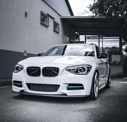 Équipée du Pack M / Noir brillant / Phase 1 (2012 à 2015) Lame avant splitter pare-choc pour BMW Série 1 F20 (2012 à 2019)